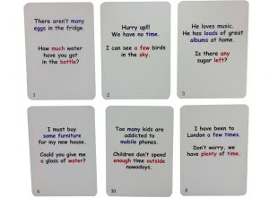 Countable and Uncountable Nouns Fun Cards